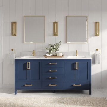 Eleanor Bath Vanity, Royal Blue, 72", Double Sink, Freestanding