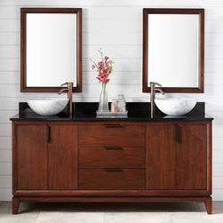 72" TALYN MAHOGANY VESSEL SINK DOUBLE VANITY - LIGHT WALNUT - Bathroom Vanities And Sink Consoles
