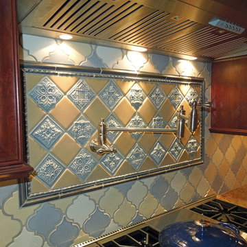 Pot Filler framed with custom tile.