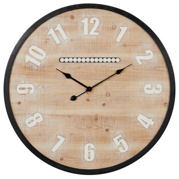 Farmhouse Brown Wood Wall Clock 61460