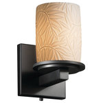 Justice Design Group - Limoges Dakota Wall Sconce, Cylinder With Flat Rim, Bamboo Shade - Limoges - Dakota Wall Sconce - Cylinder with Flat Rim - Matte Black Finish with Bamboo Shade - Incandescent