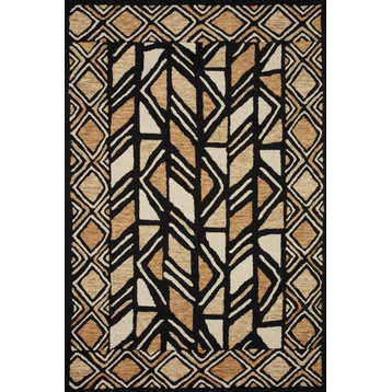 Loloi Wool Tribal-Inspired NAL-01 Black, Beige Area Rug, 7'9"x9'9"