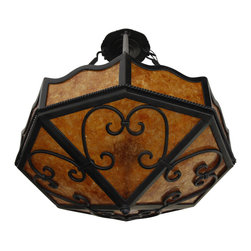 PN-095 Custom Iron and Mica Pendant Lights - Pendant Lighting