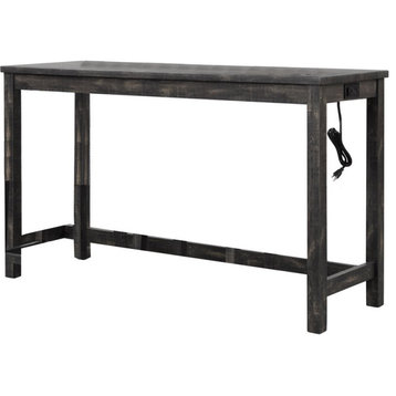 Best Master Furniture Yosef Rectangular Transitional Wood Bar Table in Charcoal