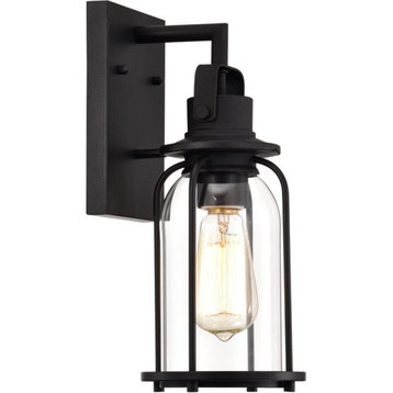 CHLOE Clarke Transitional 1 Light Textured Black Outdoor Wall Sconce 13" Height