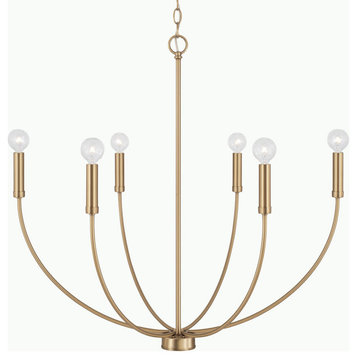 Capital Lighting 452161 Ansley 6 Light 30"W Taper Candle Style - Aged Brass