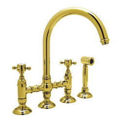 Rohl Country Kitchen C-Spout Bridge Faucet with Sidespray - Kitchen Faucets