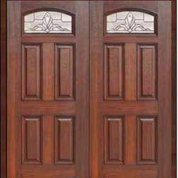 Prehung Double Door 80 Fiberglass Versailles Camber Lite Glass - Front Doors