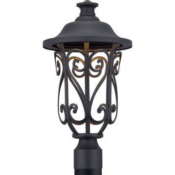 Leawood Collection LED 1-Light Post Lantern, Black