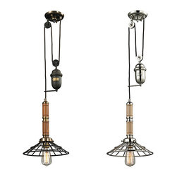 Spun Wood Pulley Pendant - Pendant Lighting