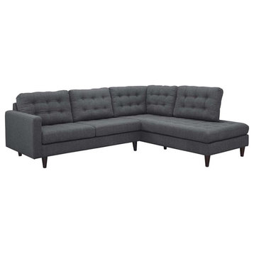 Modway Empress 2-Piece Fabric Upholstered Right-Facing Sectional in Gray