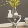 Sareena Modern Glass Top End Table, Chrome
