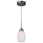 Woodbridge Lighting - Woodbridge Lighting Venezia Opal Mini-Pendant, Satin Nickel - This quality mini-pendant uses Faux opal to give out a solid white hue. Available in 2 different finishes, it works well alone or in groups with different arrangements and patterns