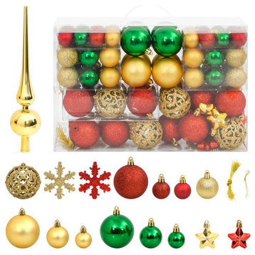 vidaXL Christmas Decoration Bauble Set 112 Piece Red / Green / Gold Polystyrene