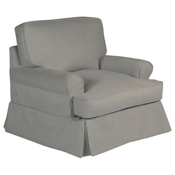 Sunset Trading Horizon Fabric Slipcovered T-Cushion Chair in Gray