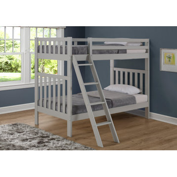 Aurora Twin Over Twin Wood Bunk Bed, Dove Gray