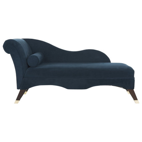 Goldie Velvet Chaise W/ Pillow Navy