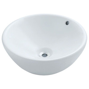 Porcelain White Vessel Oval Deep Bowl Sink Contemporary