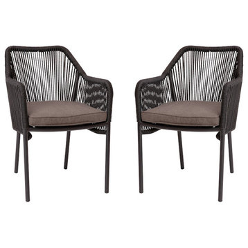 Flash Furniture Kallie Patio Chairs, Set of 2, Black, SDA-AD892006-BK-2-GG