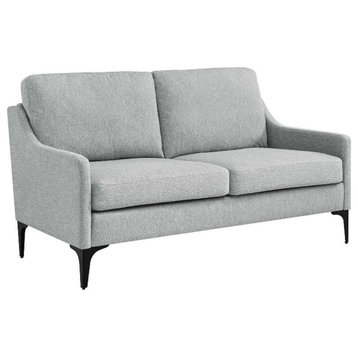Modway Corland Upholstered Fabric and Metal Loveseat in Light Gray