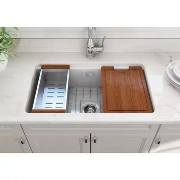 BOCCHI 1362-001-KIT1 Sotto Dual-mount Fireclay 32" Single Bowl Kitchen Sink Kit