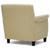 Contemporary Accent Chair, Cushioned Seat and Back With Lumbar Pillow, Sandy Tan