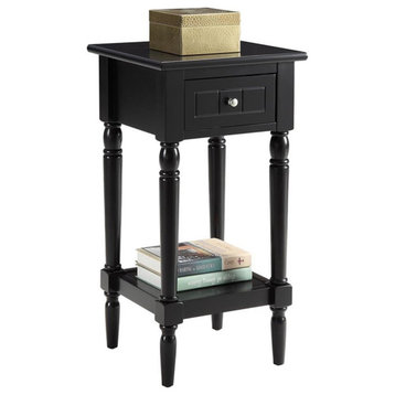 Convenience Concepts French Country Khloe Square End Table in Black Wood Finish
