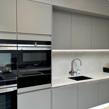 Grey and Dark Steel Kitchen in Bexleyheath