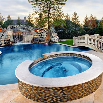 Northbrook, IL Freeform Pool, Spa, Grotto as featured on "Epic Pools" TV Show