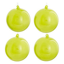 Milk Glass Globes - Large Green - Set of 4 - New - Christmas Ornaments