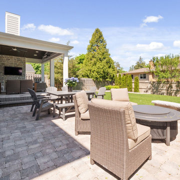 Outdoor Patio Fireplace and Table