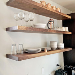 Black Walnut Live Edge Floating Shelf (floating bracket included) - Shelving