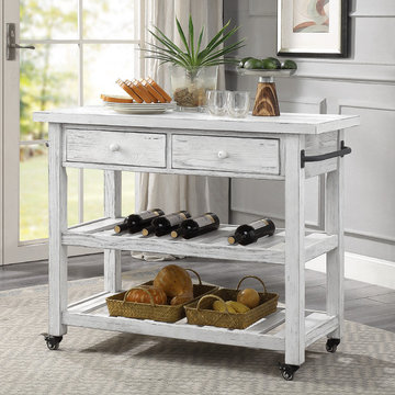 Orchard Park 2-Drawer Kitchen Cart, White Rub