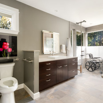 Bathroom with Roll-up Vanity and Roll-in Shower