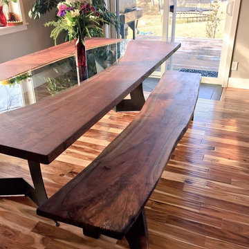 Live Edge Walnut Dining Table and Bench