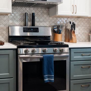 Cozy white and green kitchen