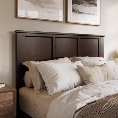 AFI Madison Queen Wood Panel Headboard with USB Charging Station in Espresso