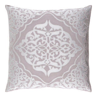 Amelia Collection Pink and White Damask Print Decorative Accent Throw Pillow