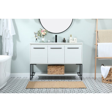 Elegant Decor Sloane 48" MDF and Steel Single Bathroom Vanity in White