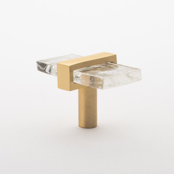 Sietto Adjustable Clear Glass Knob With Satin Brass Base
