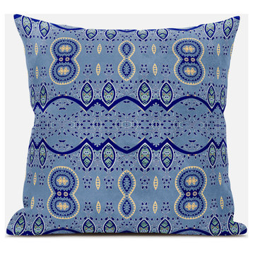 18" X 18" Navy Blue Broadcloth Paisley Zippered Pillow