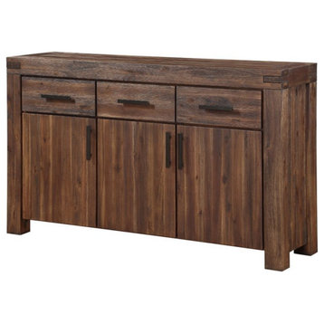 Modus Furniture Meadow Solid Wood Sideboard in Brick Brown
