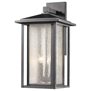 Black Aspen 3 Light 12" Wide Outdoor Wall Sconce with Seedy Glass Shade