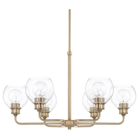 Capital Lighting Mid-Century 6-LT Chandelier 421161AD-426 - Aged Brass