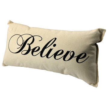 Believe Pillow 100% Natural USA Made Canvas 8" x 15"