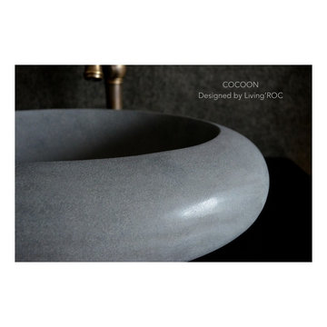 COCOON 19"x15"GRAY BASALT BATHROOM VESSEL SINK