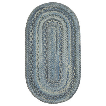 Harborview Braided Oval Rug, Blue, 11'4"x14'4"