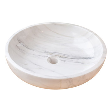 Calacatta White Marble Vessel Sink Bowl Polished (D)19" (H)6"