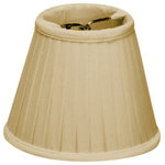 HomeConcept - Crisp Linen Pleated Clip-On Candelabra, Eggshell - Why Upgrade to  Home Concept Signature Shades?    Top Quality Shantung Fabric means your room will glow with a rich, warm luster your guests will notice   Thicker Fabric and heavy lining so your new shade will last for years.   Heavy brass and steel frames mean you can feel the difference when you lift it.   Why? Because your home is worth it! Product details: This empire shade has a cream thick fabric with vertical pleats. The pleats are more noticable when the light is on as the light illuminates between the pleats.    Thick Silky Smooth Shantung Fabric  3 Top x 5 Bottom x 4 Slant Height  Suggested maximum wattage for shade is 40 watt candelabra bulb