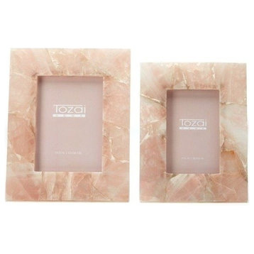 2-Piece Pink Quartz Photo Frames in Gift Box
